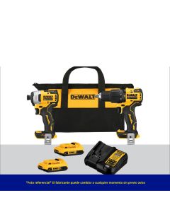 KIT TALADRO 1/2" Y ATORNILLADOR DE IMPACTO 1/4" INALAMBRICO 20V  DEWALT