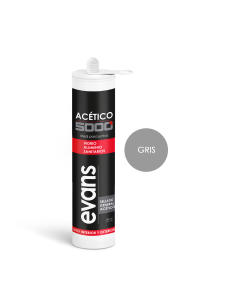 Silicón Acético Vidrio, Aluminio, Sanitarios color GRIS EVANS