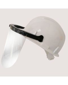 CASCO INDUSTRIAL BLANCO CON PROTECCION FACIAL PANTALLA ESTIRENO Y AJUSTE CON CORREA