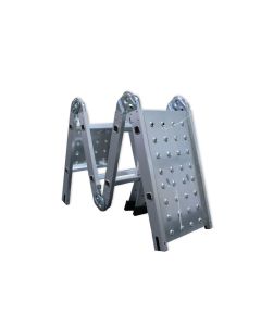 ESCALERA PLEGABLE ALUMINIO 8 GRADAS 2.5MT CON PLATFORMA KENDO