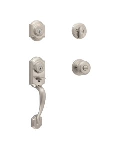 JUEGO CERRADURA ENTRADA MONTARA CROMO SATIN LLAVE DE SEGURIDAD KWIKSET