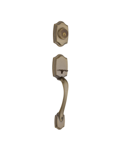 JUEGO CERRADURA ENTRADA BELLEVIEW BRONCE ANTIGUO LLAVE DE SEGURIDAD KWIKSET