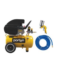 AEROGRAFO CON MINI COMPRESOR DE 15 LITROS / MIN DE 12W 29PSI DE 12  VOLTIOS-DC PORTEN