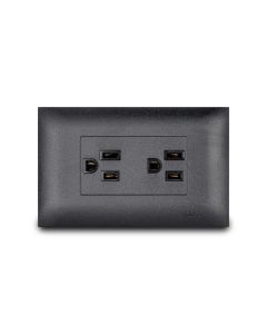TOMACORRIENTE DOBLE AMERICANO 2P+E NEGRO VIVE